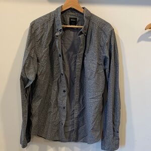 RVCA Gray Micro-Print Long Sleeve Shirt Slim fit